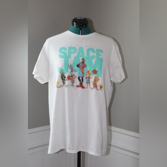 Space Jam A New Legacy T-Shirt White Looney Tunes LeBron James Unisex Size L - Picture 1 of 4